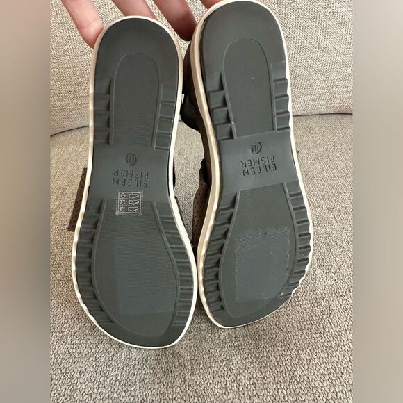 Eileen Fisher Platform Sport Sandals Strappy Perforated Suede Brown Size 6.5 - Picture 10 of 11